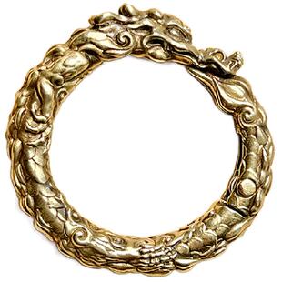 青炙龙之环扣钥匙圈原创黄铜挂钩汽车钥匙扣开口弹簧圈指环男国潮