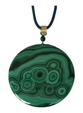 天然孔雀石圆牌毛衣链