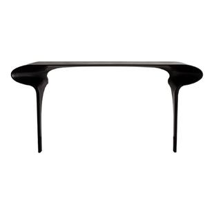 设计师艺术玄关桌侘寂风入户靠墙全实木玄关台极窄黑色供桌端景台