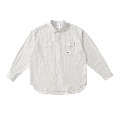 VR97泡泡纱纯棉条纹廓形衬衫