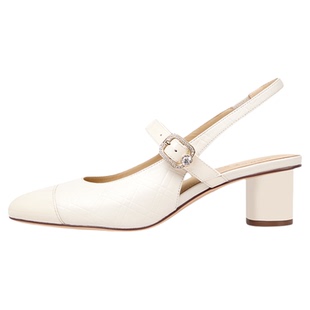 灵梅陈高光鞋玛丽珍高跟鞋包头凉鞋法式真皮粗跟圆头女鞋中跟单鞋