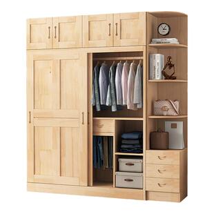 实木衣柜推拉门移门环保出租房简约家用卧室定制顶柜边柜直销