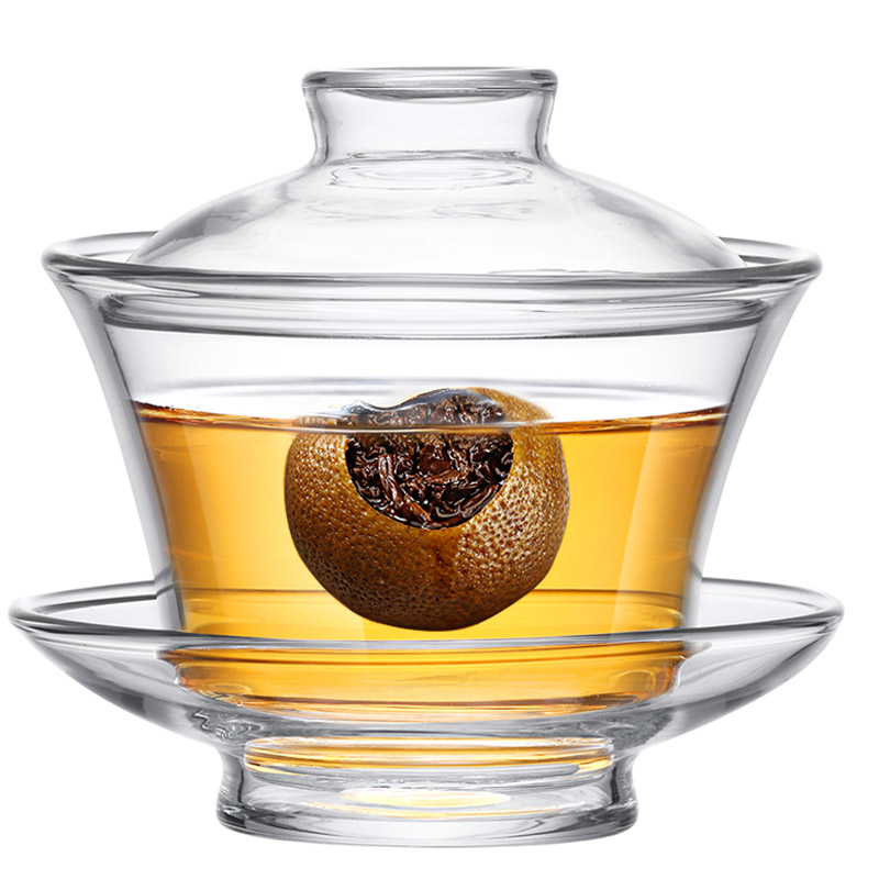 加厚玻璃盖碗防烫茶杯茶碗耐热功夫茶具家用小泡茶碗三才碗180ml