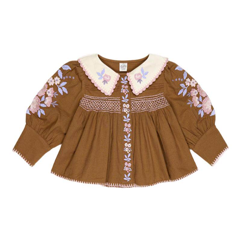 Little家现货英国APOLINA FW26女宝复古刺绣上衣半裙长裤纱巾