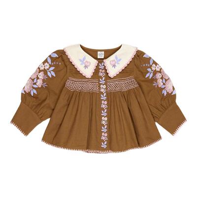 Little家现货英国APOLINA FW26女宝复古刺绣上衣半裙长裤纱巾