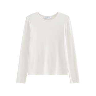 MOERSHOP 人气断货王 简约百搭白色长袖T恤女秋冬叠穿内搭打底衫