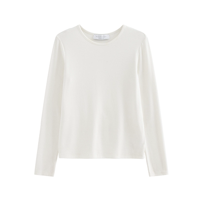 MOERSHOP 人气断货王 简约百搭白色长袖T恤女秋冬叠穿内搭打底衫