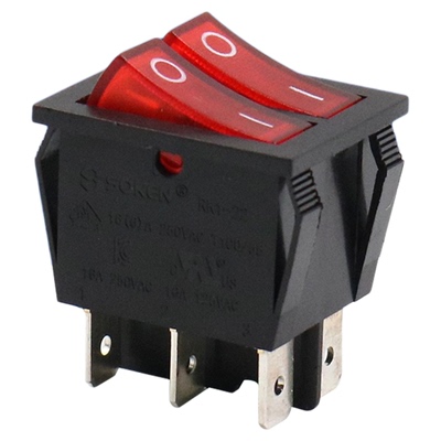 RK1-22电饼铛双联船型开关6脚2档