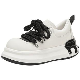 EBLAN/伊伴5CM厚底增高小白鞋女2026春新款百搭紅色大头休闲板鞋