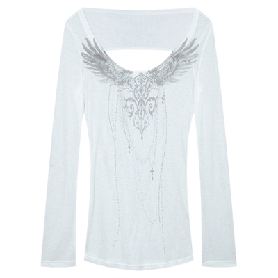 清透印花修身长袖防晒衫T恤