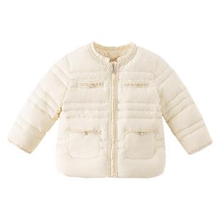 戴维贝拉儿童轻薄羽绒服冬装女童短款香风外套宝宝抗菌绒上衣童装