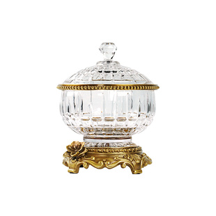 卡斯特兰进口水晶玻璃糖罐果盘零食盘客厅茶几家用装饰摆件C6089