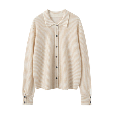 恒源祥100%羊绒POLO领女开衫