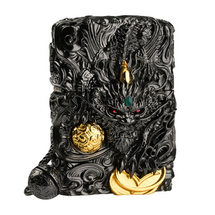 正品zippo防风打火机之宝煤油重盔甲机山鬼花钱八卦乾坤贴章套壳