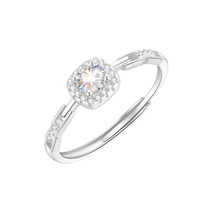 老凤祥925银戒指女款小方糖开口足银指环情人生日礼物送女友爱人