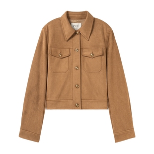 秋水伊人美拉德仿麂皮绒短款外套2026年春季新款工装夹克皮衣外搭