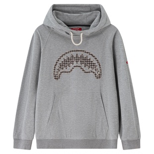 SprayGround鲨鱼嘴格纹印花插肩袖帽衫袋鼠兜休闲宽松连帽卫衣