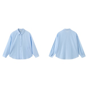 快鱼女士雕塑感衬衫2025秋季新长袖宽松纯色简约百搭通勤休闲女装