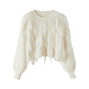 软糯慵懒松弛感高级白毛衣女针织衫2025新款秋冬可外穿内搭上衣服