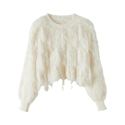 zklin仿貂毛软糯流苏小香风毛衣