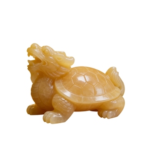 天然黄玉龙龟家居办公室装饰摆件