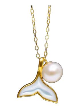 珍珠白贝母鱼尾项链时尚