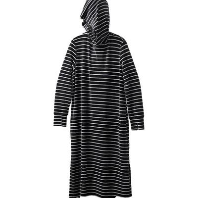 WHM光泽丝绒针织布带帽连衣裙