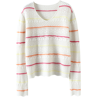 迷倒一片~华丽美感！V领羊绒衫女纯羊绒毛衣针织衫宽松秋冬新款