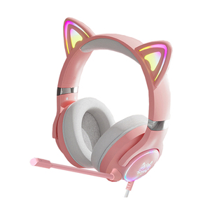 ONIKUMA K9猫耳头戴式耳机无线电竞游戏蓝牙电脑带耳麦女生高颜值