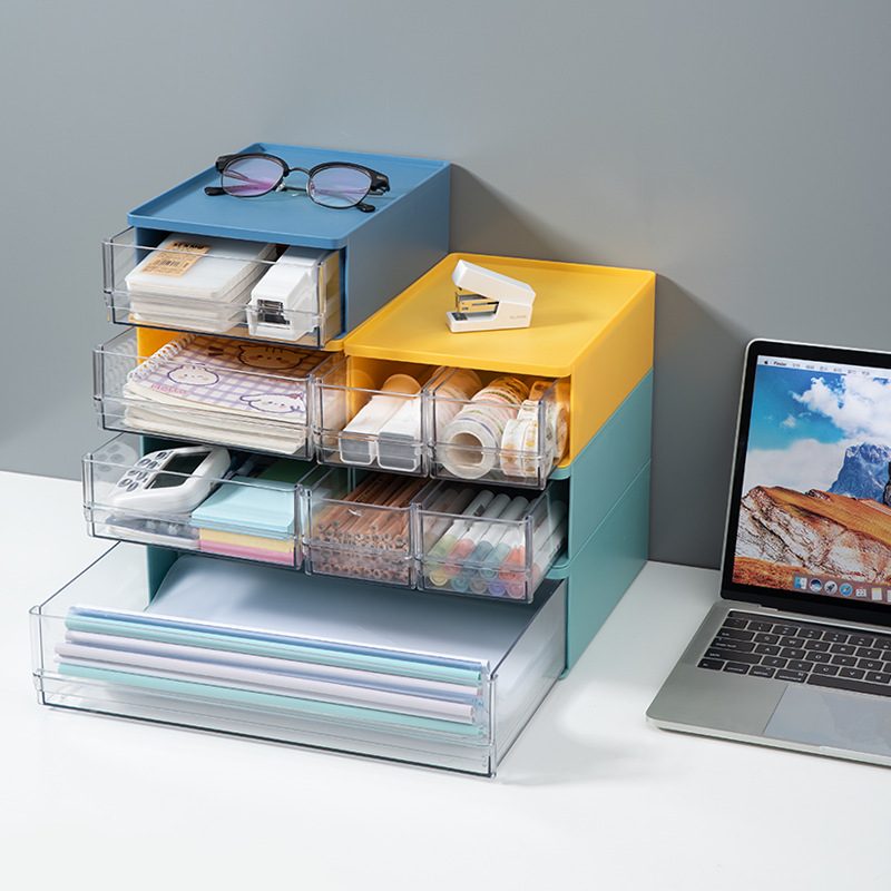 学生宿舍文具整理盒书桌置物架化妆品物收纳盒抽屉式桌面盒储