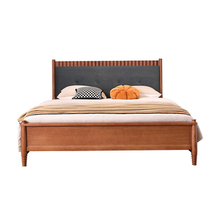 一林半舍法式中古风全实木床主卧1.8米轻奢法式床复古软包床婚床