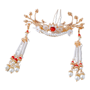 女童汉服发饰皇冠儿童发簪流苏步摇头饰古风超仙六一演出发冠发钗