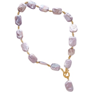 天然淡水紫色巴洛克珍珠项链气质方巴毛衣链网红个性锁骨链手链