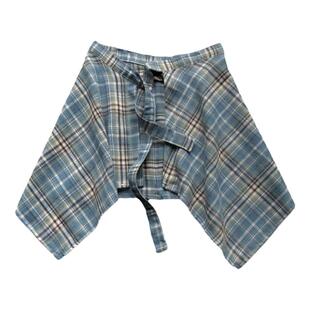青色蓝色格子布腰带男童屁帘儿童内搭下摆系带街舞腰封跳舞配饰女