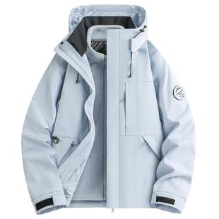 稻草人羽绒内胆冲锋衣外套女款2025新款冬季户外三合一登山服男士