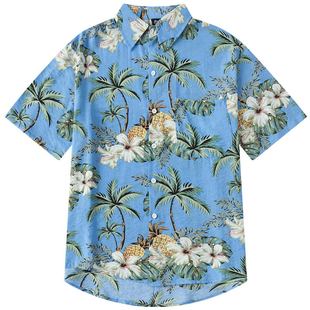 ins日系字母印花衬衫oversize男女同款休闲懒惰风情侣短袖上衣潮