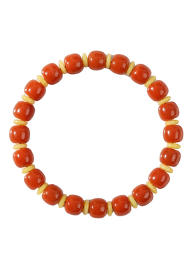 山川心语凉山南红火焰纹蜜蜡手链