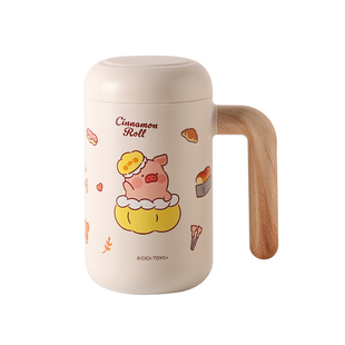 川岛屋&lulu猪联名 陶瓷内胆保温杯女2025新款办公室茶水分离茶杯