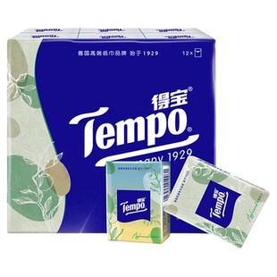 Tempo得宝手帕纸杉青果木纸手帕纸便携随身4层12包/24包/36包任选