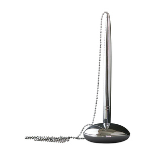 专柜带链 新款酒店台笔桌面黑色圆珠笔金属链条台笔 水笔定制刻字