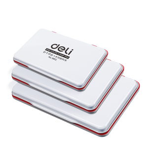 得力印台红色油性快干速干印尼盖章办公财会用品便携大号中号小号银行按手印指纹硬泥印泥盒蓝色黑色秒干印油