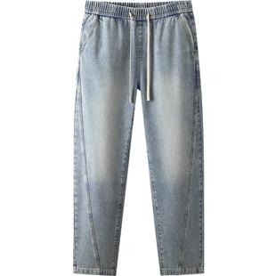 森马牛仔裤男宽松直筒裤美式高街弯刀裤25夏季新款长裤复古潮流色