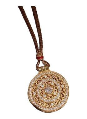 古法金色 錾雕花丝如意圆满吊坠项链 新中式 锤揲花枝锁包项链