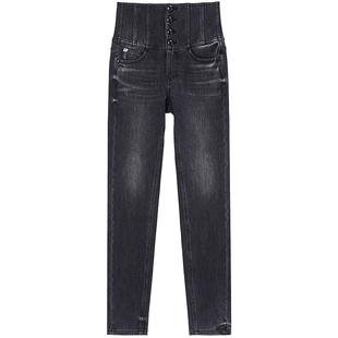 【保暖含羊绒】Miss Sixty牛仔裤女士做旧显瘦四扣复古小脚铅笔裤