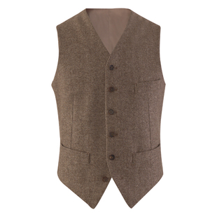 【绅士盔甲 50羊毛】CULTUM复古人字纹单排扣六粒扣V领西装马甲男
