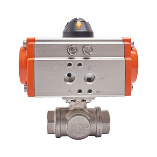 气动三通球阀L型Q614/5-16P不锈钢304气动丝扣三通阀T型丝口球阀