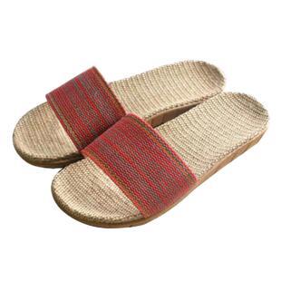 春夏季女式新款情侣家居室内地板超轻静音男家用草编亚麻拖鞋日式