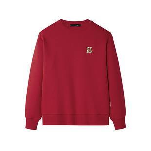 海澜之家卫衣男圆领本命年红色上衣秋冬季打底衫马年纯棉长袖t恤