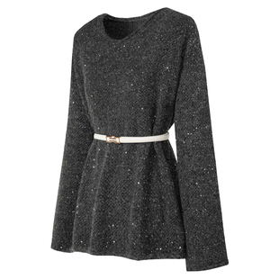 JOSEPH ABBOUD爱堡德轻奢气质女装亮片百搭针织衫细闪V领羊毛毛衣