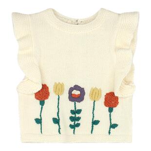 大耳象女童绣花花边针织马甲春季新款儿童小众洋气钩花背心上衣